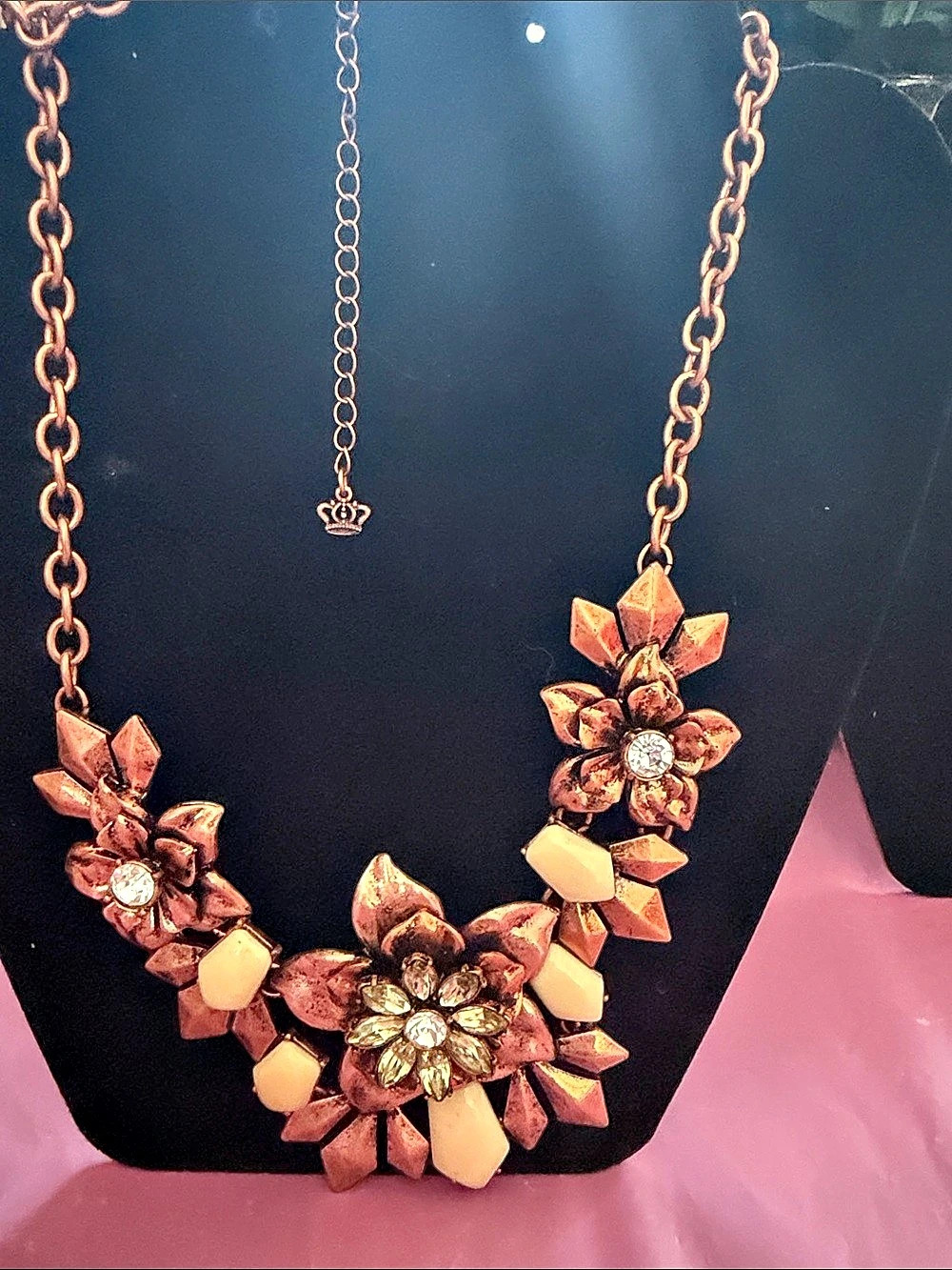 Floral Statement Necklace in Pink & Gold